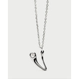 Pdpaola Collana Signature Essential Initials pendente lettera V in argento rodiato con zircone cubico CO02-B95-U