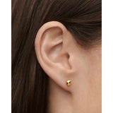 Pdpaola Gravity Ear Piercing orecchino dorato indossato, dettaglio ravvicinato lobo orecchio PG01-347-U