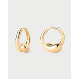 Pdpaola Orecchini Loop vista laterale e frontale, cerchio in argento placcato oro con elemento sferico AR01-C85-U