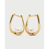 Pdpaola Orecchini La Perla Aura coppia completa in metallo placcato oro 18K con perle d'acqua dolce, punzone S925 ARB1-G51-U
