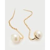 Pdpaola Orecchini La Perla Lyra dettaglio montatura perla e catena con punzone S925 PDP argento dorato AR01-G57-U