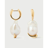 Pdpaola Orecchini La Perla Marea hoops in argento placcato oro 18kt con perla barocca d'acqua dolce AR01-G53-U