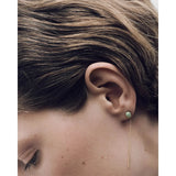 Pdpaola Orecchini Minerals Lyra indossati, dettaglio avventurina verde e catena pendente in oro 18K ARB1-G96-U