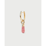 Pdpaola Orecchini Spring Rhodochrosite Jupiter singolo cerchio in argento placcato oro con rodocrosite rosa PG01-397-U