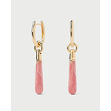 Pdpaola Orecchini Spring Rhodochrosite Large Jupiter coppia cerchi dorati con pendenti rodocrosite rosa a goccia PG01-396-U