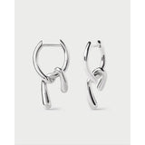 Pdpaola Orecchini Mini Twist Silver in argento 925 rodiato, vista frontale e laterale con incisione brand AR02-D28-U