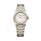 Raymond Weil A.R.T. Date orologio donna quadrante madreperla bianca lunetta diamanti bracciale bicolore acciaio oro giallo 1250-SPS-97081