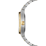 Raymond Weil A.R.T. Date vista laterale cassa bicolore acciaio e oro giallo con corona scanalata monogramma RW 1250-STP-97081