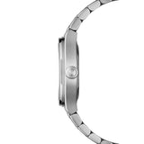 Raymond Weil A.R.T. Date vista laterale profilo sottile cassa acciaio con corona scanalata monogramma RW 1250-ST-56001