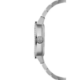 Raymond Weil Freelancer Cushion vista laterale cassa acciaio con corona RW e lunetta diamanti, impermeabilità 100m 2490-STS-50061