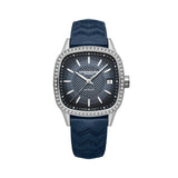 Raymond Weil Freelancer Cushion automatico donna quadrante blu guilloché con diamanti e cinturino pelle blu 2490-SCS-50051