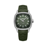 Raymond Weil Freelancer Cushion automatico quadrante verde con diamanti, cinturino pelle verde donna 2490-SCS-52051