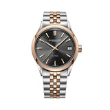 Raymond Weil Freelancer Date automatico quadrante nero sunray con bracciale bicolore acciaio e PVD oro rosa 2741-SP5-20001