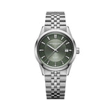 Raymond Weil Freelancer Date automatico quadrante verde oliva con bracciale acciaio e datario ore 3 2771-ST-52051