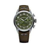 Raymond Weil Freelancer Flyback Chronograph quadrante verde con numeri arabi luminosi, cassa acciaio PVD grigio e cinturino pelle marrone 7783-TIC-05520