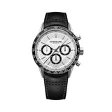 Raymond Weil Freelancer Tri-Compax Chronograph automatico quadrante bianco lunetta ceramica nera cinturino pelle nera 7741-SC1-30021