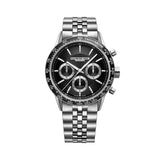 Raymond Weil Freelancer Tri-Compax Chronograph automatico quadrante nero con bracciale acciaio e lunetta tachimetrica ceramica 7741-ST1-20021