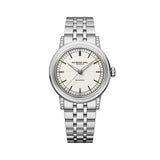 Raymond Weil Millesime Central Seconds orologio donna automatico quadrante crema bracciale acciaio con diamanti 2125-STS-64001