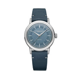 Raymond Weil Millesime Central Seconds orologio donna quadrante blu denim con diamanti, cinturino pelle blu navy 2125-SCS-50011
