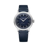 Raymond Weil Millesime Central Seconds orologio automatico quadrante blu a settori con cinturino pelle blu 2925-STC-50001