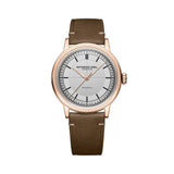 Raymond Weil Millesime Central Seconds orologio automatico quadrante argentato cassa PVD oro rosa cinturino pelle marrone 2925-PC5-65001