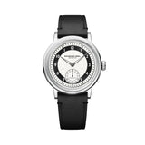 Raymond Weil Millesime Small Seconds quadrante Tuxedo bianco e nero, lancette foglia luminose, cinturino pelle nera 2930-STC-05642