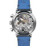 Raymond Weil Millesime The Fifty vista fondello movimento Valjoux 23-6 decorato a mano con cinturino blu goffrato 1976-SGC-65001