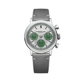 Raymond Weil Millesime Tri-Compax Chronograph Largo Winch quadrante argentato contatori verdi cinturino pelle grigia 7765-STC-LAR01