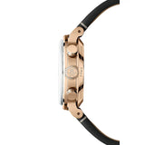 Raymond Weil Millesime Tri-Compax Chronograph vista laterale cassa PVD oro rosa corona con monogramma RW pulsanti cronografo 7765-PC5-20631