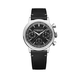 Raymond Weil Millesime Tri-Compax Chronograph quadrante nero a settori con scala tachimetrica, cinturino pelle nera 7765-STC-20001