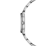 Raymond Weil Toccata Classic vista laterale cassa acciaio con corona monogramma RW e profilo sottile 5024-ST-97081