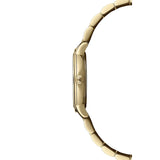 Raymond Weil Toccata Classic vista laterale cassa PVD oro giallo con corona logo RW e profilo sottile 5985-P-97081