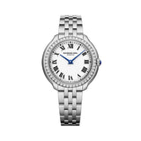 Raymond Weil Toccata Heritage donna quadrante bianco numeri romani, lunetta diamanti bracciale acciaio 5250-STS-00650