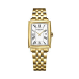 Raymond Weil Toccata Square orologio donna cassa rettangolare placcata oro giallo quadrante bianco numeri romani 5925-P-00300