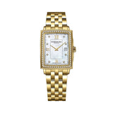 Raymond Weil Toccata Square donna quadrante madreperla bianca con diamanti, cassa e bracciale PVD oro giallo 5925-PS-00995