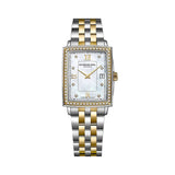 Raymond Weil Toccata Square donna quadrante madreperla bianca con diamanti, bracciale bicolore acciaio e oro giallo 5925-SPS-00995