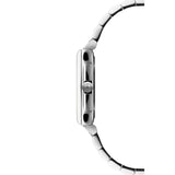 Raymond Weil Toccata Square vista laterale cassa rettangolare acciaio con corona firmata RW profilo sottile 5925-ST-00300