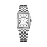 Raymond Weil Toccata Square orologio donna rettangolare quadrante bianco numeri romani bracciale acciaio 5925-ST-00300