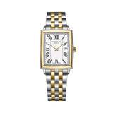 Raymond Weil Toccata Square orologio donna rettangolare quadrante bianco numeri romani bracciale bicolore acciaio e oro 5925-STP-00300