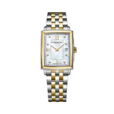 Raymond Weil Toccata Square donna quadrante madreperla bianca con diamanti, bracciale bicolore acciaio e oro giallo 5925-STP-00995