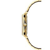 Raymond Weil Toccata Square vista laterale cassa dorata PVD con corona firmata RW e lunetta con diamanti 5925-PS-00100