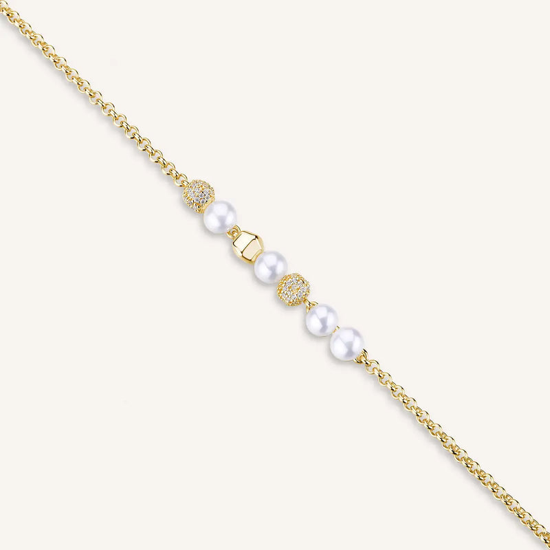 Rosato Bracciale Azzurra con Perle Placcato Oro ambientato