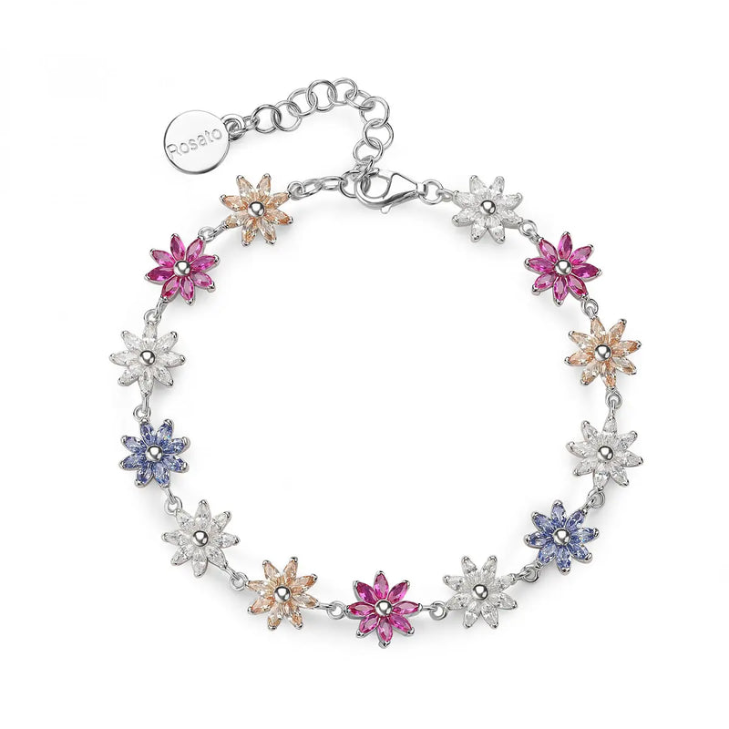 Bracciale a fiori e catena a cordoncino Bracciale a fiori e catena a cordoncino