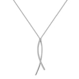 Rosato Collana Bianca in argento 925 con pendente a linee incrociate e cubic zirconia bianchi RZBI88