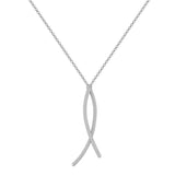 Rosato Collana Bianca in argento 925 con pendente intrecciato e cubic zirconia bianchi, catena rolò RZBI89