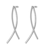 Rosato Orecchini Bianca Lunghi in argento 925 con zirconi bianchi, design incrociato a X elegante RZBI90