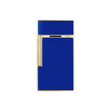 St Dupont Accendino Biggy 25005 vista posteriore in lacca blu neon lucida con profili dorati e rotella 25005
