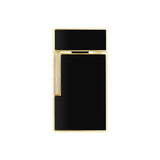 St Dupont Accendino Biggy 25222 vista posteriore in lacca nera lucida con profili dorati e griglia fiamma 25222