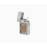 St Dupont Accendino Complicato Casino con doppia fiamma accesa, meccanismo roulette e rubini visibili, finitura palladio 016358PAL