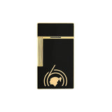 St Dupont Accendino Da Tavolo Laccato vista posteriore lacca nera lucida con logo Cohiba dorato e leva laterale T20472
